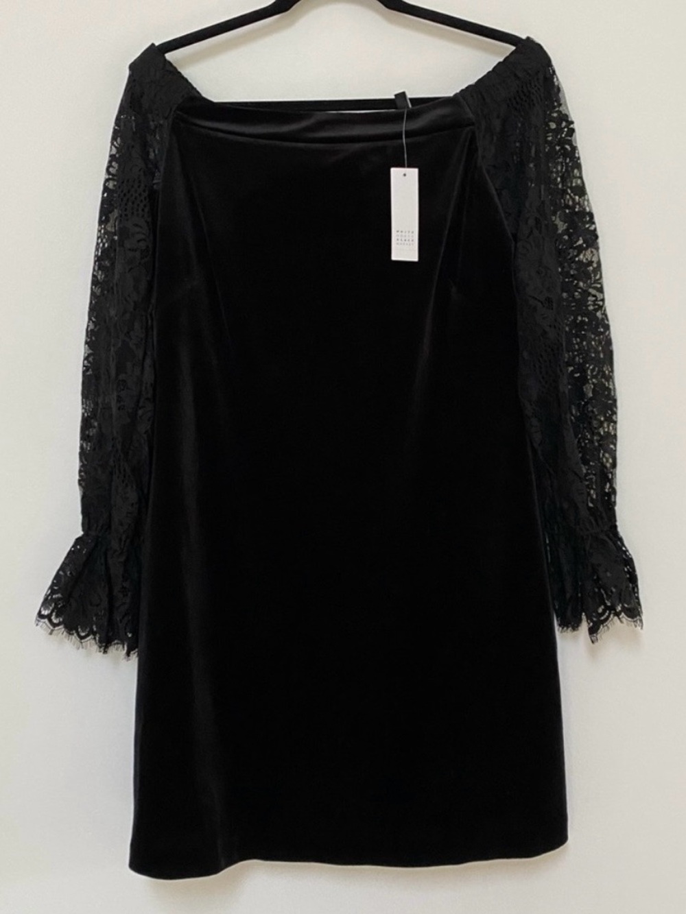 WHBM Off Shoulder Velvet Lace Dress 
Size 8 NWT